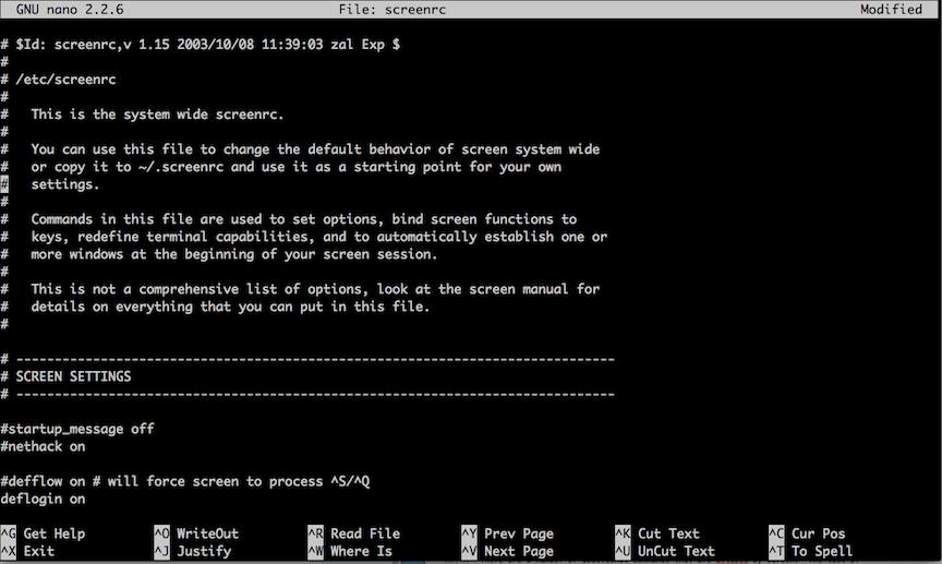 Sample screenrc file.
